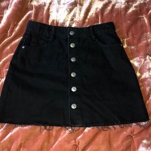 Zara distressed black denim skirt